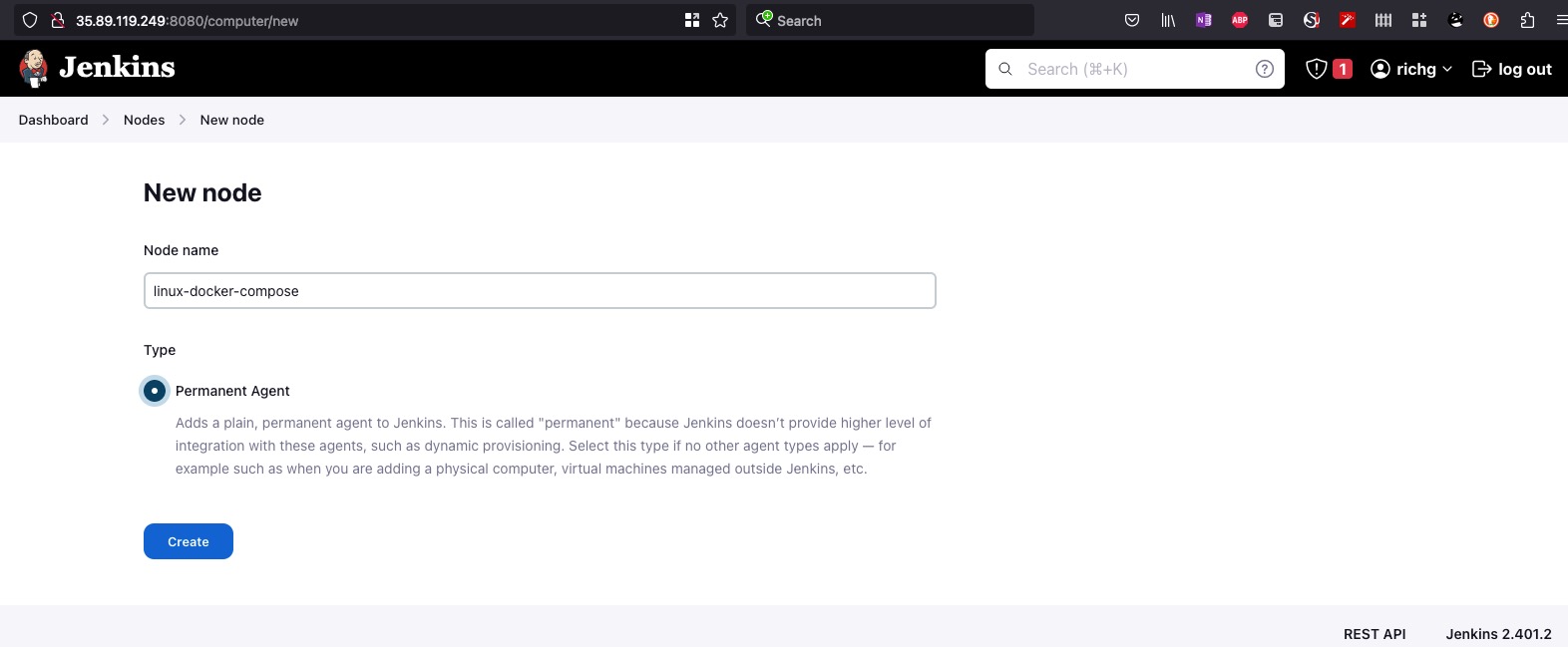 create new permanent agent node